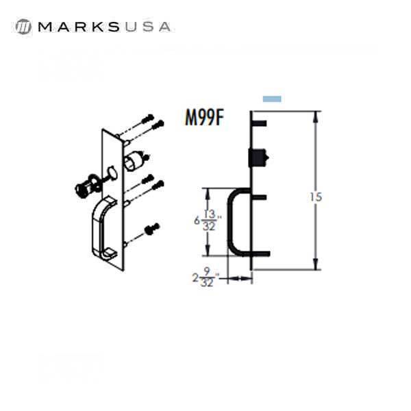 Marks MARKS: M99 Night Latch Trim with Marks IC Core Rim Cylinder MRK-M99F-32D-G1